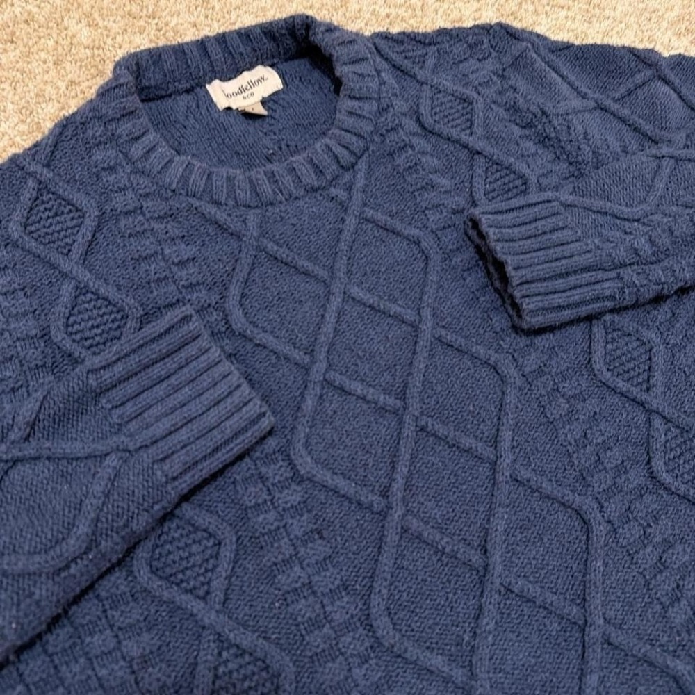 Vintage‎ Goodfellow 3D Cable Knit Sweater | Navy Blue | Size M